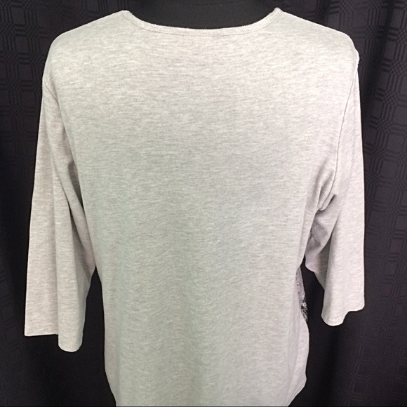✨CLEARANCE✨  Quacker Factory Gray Sequin Lace Top Size XL - Picture 4 of 7